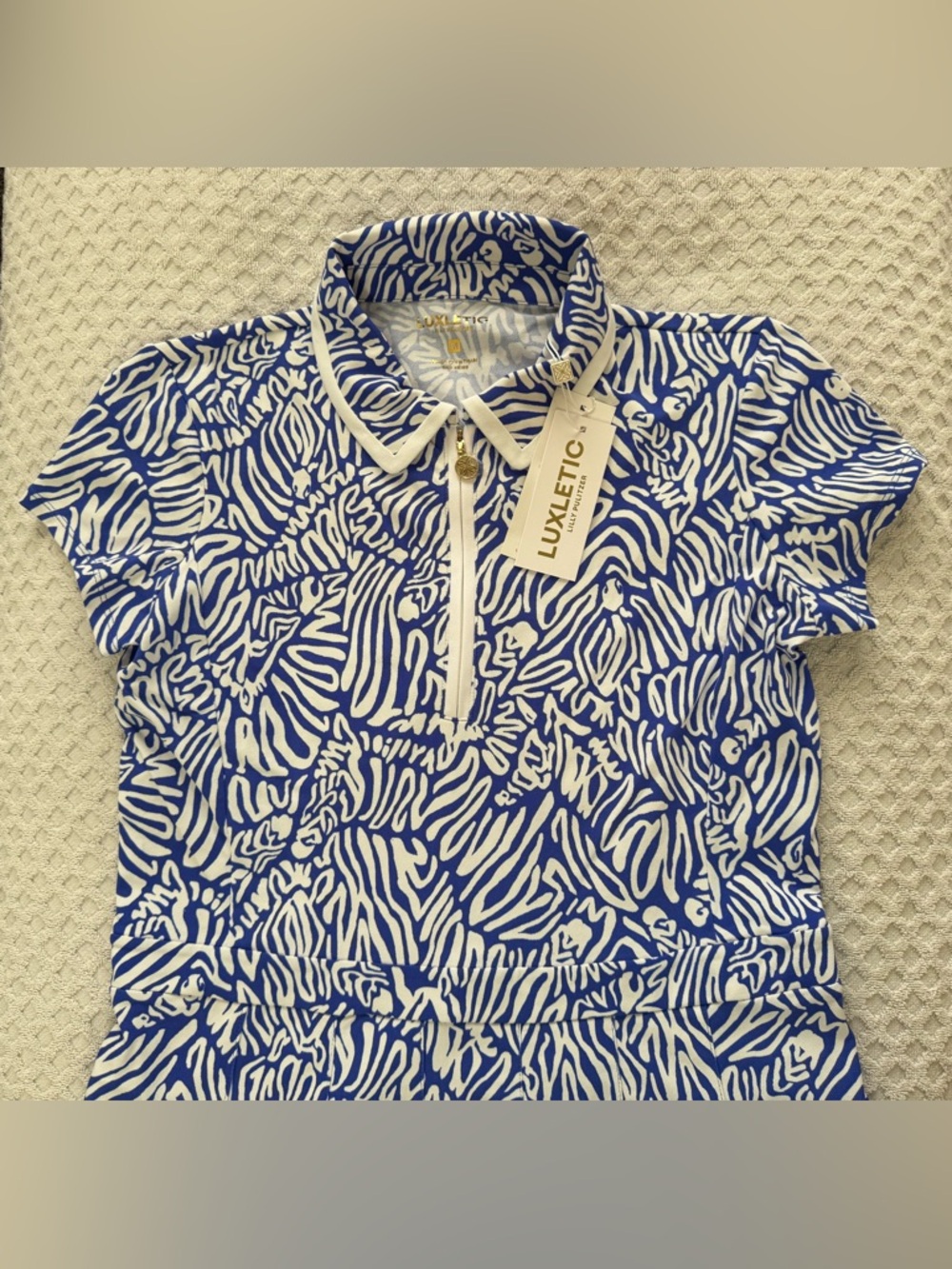 🆕 Lilly Pulitzer Luxletic Alona Dress Martinique Blue White UPF 50+ Medium - Picture 4 of 13